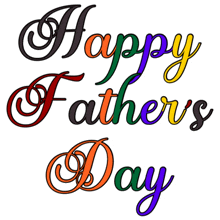 a happy father 's day greeting card with colorful lettering