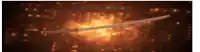 a sword is being held in front of a fire .
