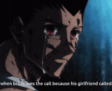 a man with blood on his face is crying because his girlfriend called