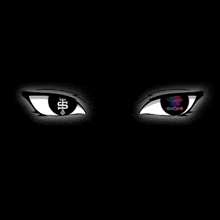 a pair of anime eyes on a black background