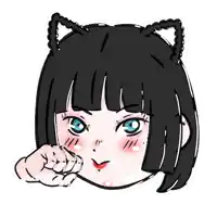 a drawing of a girl with black hair and cat ears on her head