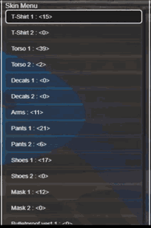 a screenshot of a skin menu that includes bulletproof vests