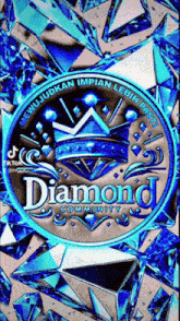 a diamond community logo with a crown in the middle