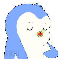 a cartoon of a penguin with a tear coming out of its nose