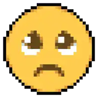 a pixel art smiley face with a sad look on its face