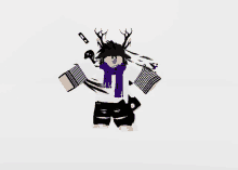 a drawing of a person with antlers and a scarf around their neck