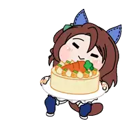 a cartoon drawing of a girl holding a cake