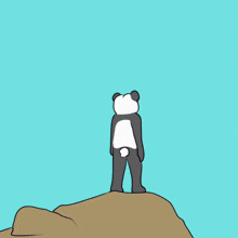 a cartoon of a panda bear with a pink tongue sticking out