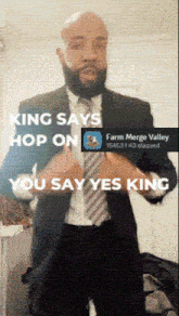 king says hop on you say yes king on the screen
