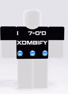 a 3d model of a person wearing a black shirt that says feed