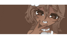 a drawing of a girl with brown hair and a white flower in her hair