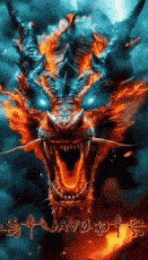 a dragon with flames coming out of it 's mouth and the name stavo on the bottom right