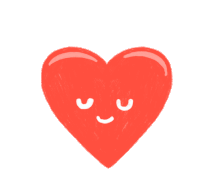 a drawing of a red heart with a smiling face