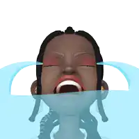 a cartoon drawing of a woman crying with her mouth open