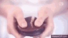 Chocopie Breaking In Half GIF