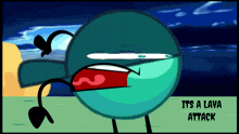a cartoon character says it 's a lava attack on a green background