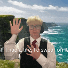 a man in a suit and tie says if i had a life i d swear on it