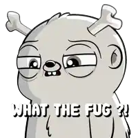 a cartoon drawing of a dog with the words what the fug