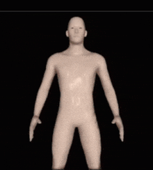 a statue of a man with a bald head and a black background
