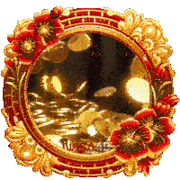 a gold frame with red flowers and nasa4d written on the bottom