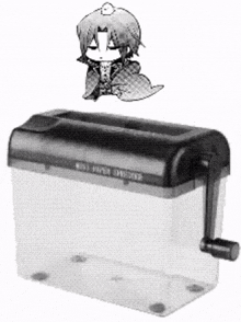 a black and white picture of a paper shredder