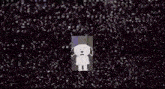 a white cartoon character is standing in front of a door holding an umbrella .