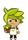 a cookie from a video game holding a potted plant .