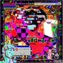 a computer screen displays a message that says " good morning "