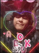 a picture of a woman with a heart around her head with the word ok on it
