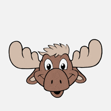 a cartoon moose wearing a party hat with a flower on top