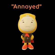 a cartoon character with the word " annoyed " written above it
