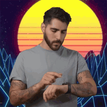 Checking The Time Rudy Ayoub GIF - Checking The Time Rudy Ayoub Using My Smart Watch GIFs