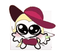a cartoon drawing of a girl wearing a hat and holding a heart