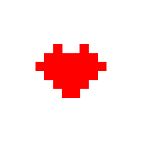 a pixel art of a red and green heart on a white background