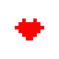 a pixel art of a red and green heart on a white background
