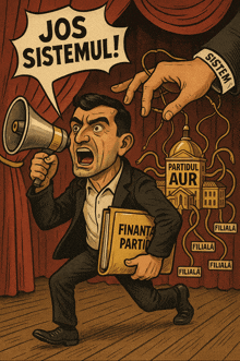 a cartoon of a man holding a book that says finanta parti