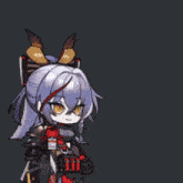 a cartoon drawing of a girl with horns and a bow on her head
