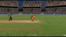 a screen shot of a cricket game with the scoreboard showing aus 18/2