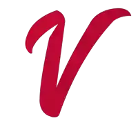 a red letter v with a white background