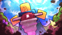 a drawing of a cartoon character holding a drill