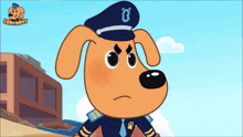 a cartoon dog is wearing a police uniform with the letter g on it