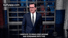 T Hesitate To Drag Logic Kickingand Screaming Into This.Gif GIF - T Hesitate To Drag Logic Kickingand Screaming Into This Stephen Colbert The Late-show GIFs