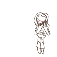 a drawing of a girl with a shirt that says # 1 meiko glazer