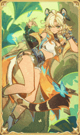 a cartoon drawing of a girl with a tiger 's tail