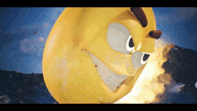 a cartoon character with a smiley face on his face is surrounded by fire