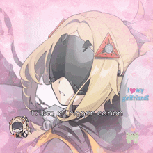 a drawing of a girl with the words t7l6m x trigger canon below her