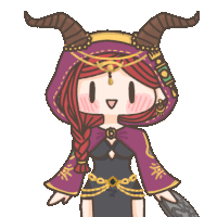 a cartoon drawing of a girl with horns and a hood