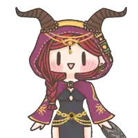 a cartoon drawing of a girl with horns and a hood