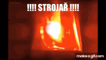 a red background with the words strojar written above it