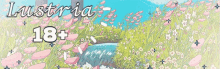 a poster for austria 18+ shows a river surrounded by pink flowers